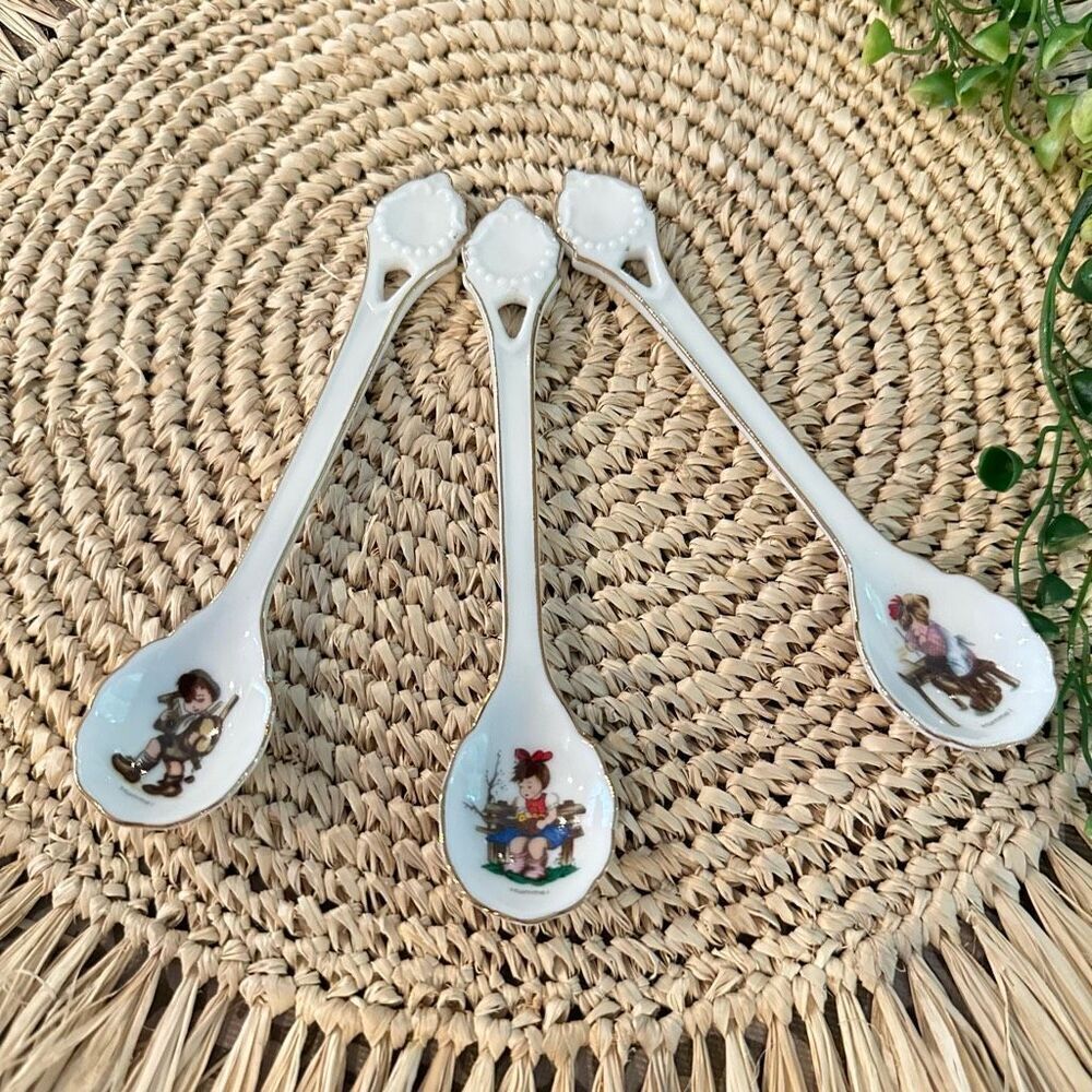 Goebel‎ Hummel  3 -Piece Porcelain Miniature Spoons Collectors Item Rare Vintage
